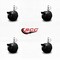 Service Caster 2'' Black Metal Hood Twin Caster with Brake Nylon Wheel 3/8 Thread Stem, 4PK SCC-TS02S50D-NYS-FB-B-382458-4 - alternate 4